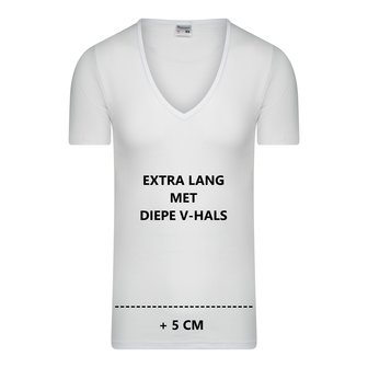 Exra lang Heren T-shirt met diepe V-hals M3000 Wit 
