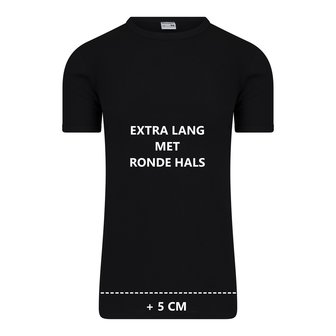Extra lang heren T-shirt met O-hals M3000 Zwart