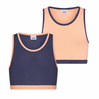 Mix&amp;Match Meisjes hesjes Zalm/D.Blauw (2-pack)