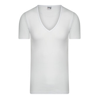 Exra lang Heren T-shirt met diepe V-hals M3000 Wit 