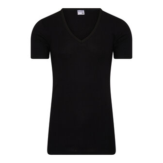 Extra lang Heren T-shirt met diepe V-hals M3000 Zwart