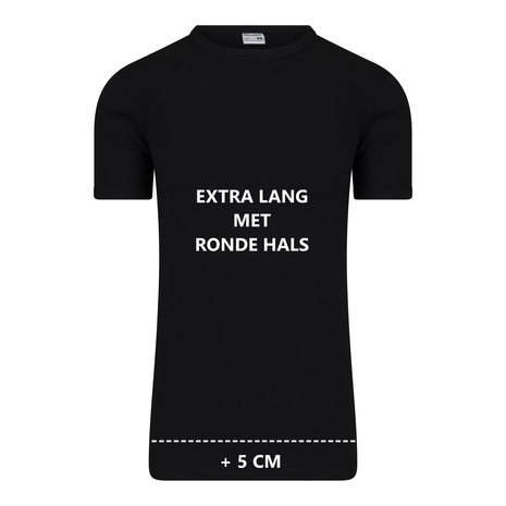 Extra lang heren T-shirt met O-hals M3000 Zwart