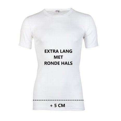 Extra lang heren T-shirt met O-hals M3000 Wit 