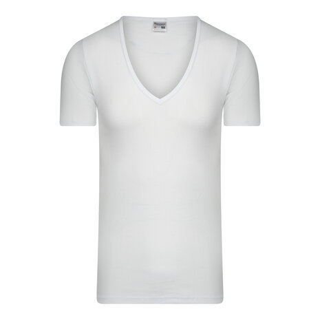 Exra lang Heren T-shirt met diepe V-hals M3000 Wit 