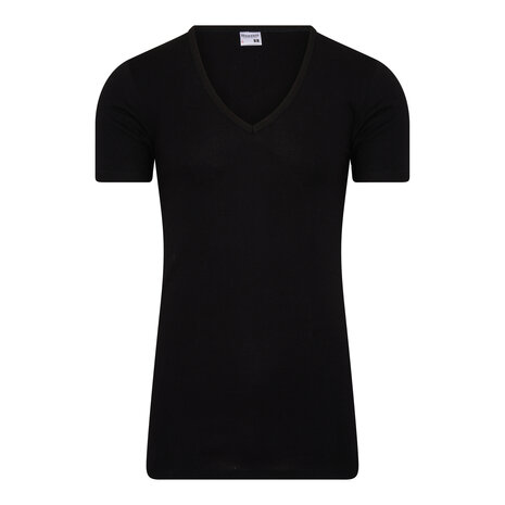 Extra lang Heren T-shirt met diepe V-hals M3000 Zwart