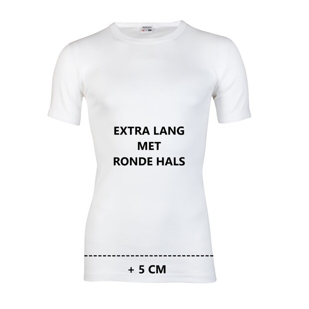 Extra lang heren T-shirt met O-hals M3000 Wit 