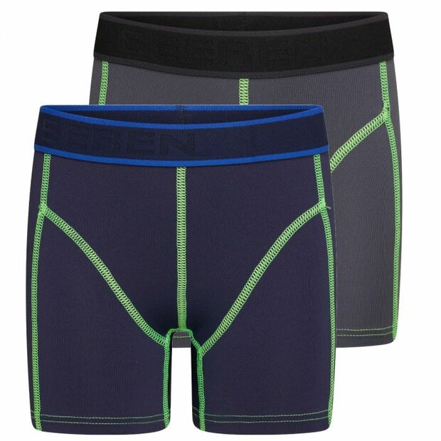 Mix&amp;Match Jongens boxershorts uni D.Blauw/Grijs (2-pack)